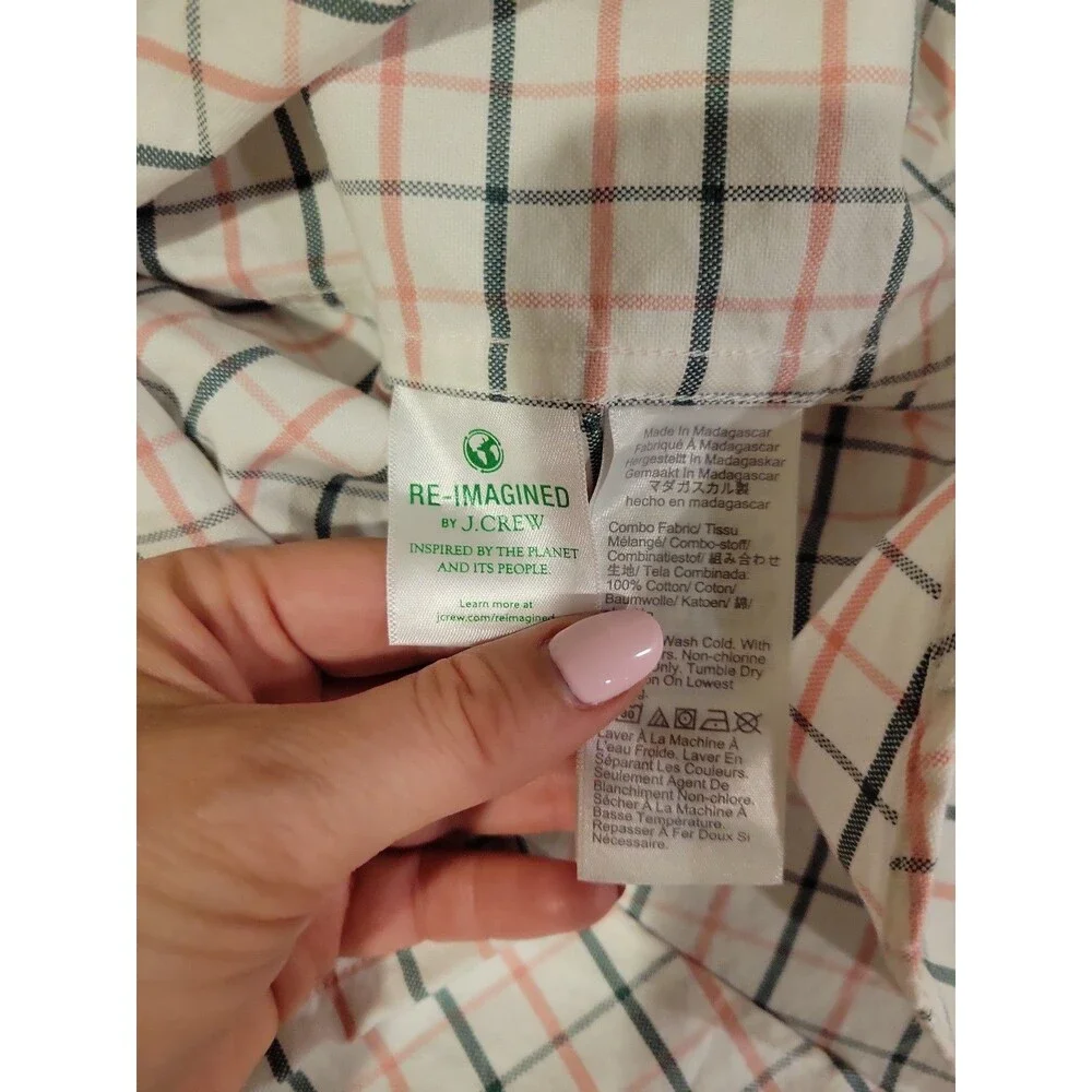 NWT J.Crew Flex Oxford Shirt Men’s XL BR887 Plaid Slim Fit Stretch Button Down